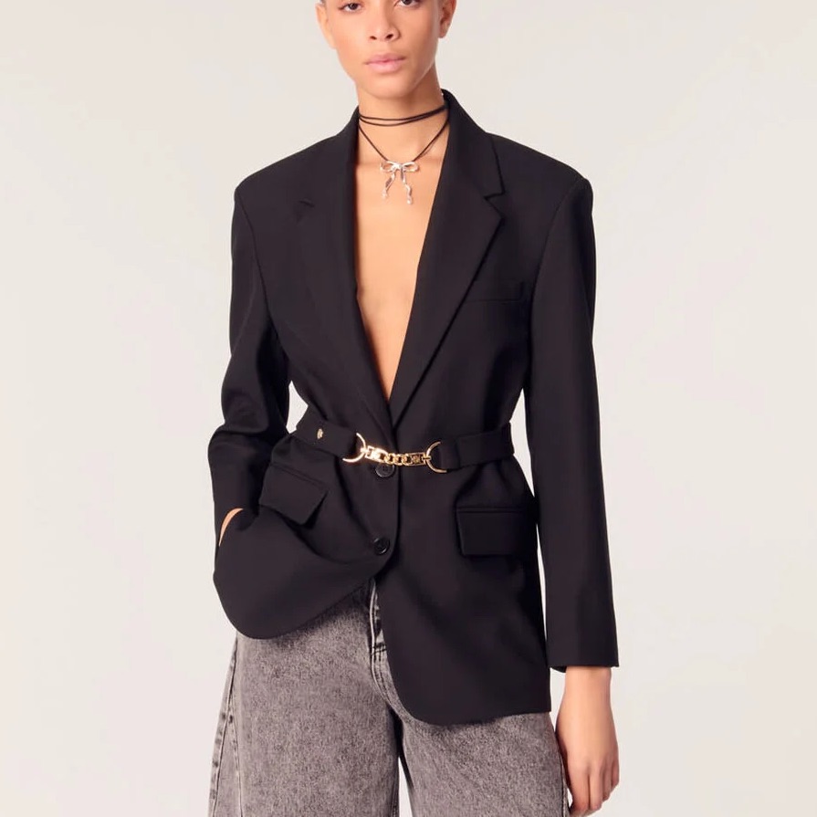 Nwt Chain Detail Single-Breasted Blazer - Size 34